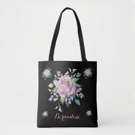 Waterverf Floral Pastel Flowers personaliseren Draagtas (Voorkant)