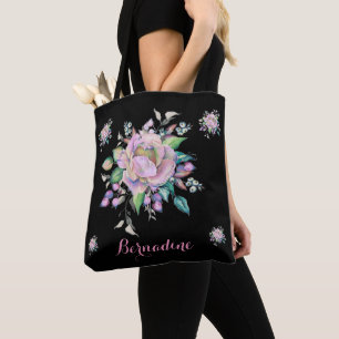 Waterverf Floral Pastel Flowers personaliseren Draagtas
