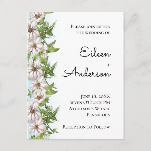 Waterverf Floral Pastel Wedding Briefkaart (Voorkant)