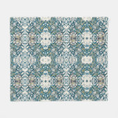 WATERVERF Floral Patchwork Pattern Blue Tan Fleece Deken (Voorkant (Horizontaal))