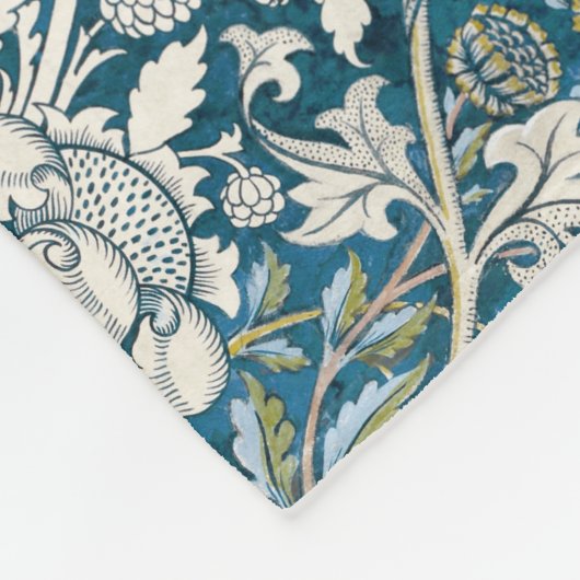 WATERVERF Floral Patchwork Pattern Blue Tan Fleece Deken (Hoek)