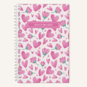 Waterverf Floral Patroon Roze Ventilator Stempel H Notitieboek