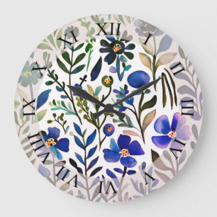  Waterverf Floral Pattern Grote Klok