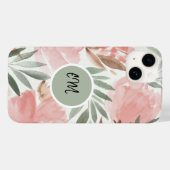Waterverf Floral Pattern Monogram Case-Mate iPhone Case (Achterkant (horizontaal))