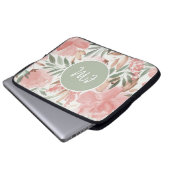 Waterverf Floral Pattern Monogram Laptop Sleeve (Voorkant onderkant)