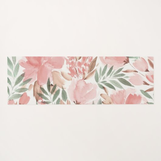 Waterverf Floral Pattern Monogram Yogamat (Achterkant (horizontaal))