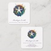 Waterverf Floral Pentagram Square Visitekaartje (Voorkant / Achterkant)