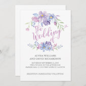 Waterverf Floral Peony krans | Bruiloft Kaart (Voorkant / Achterkant)