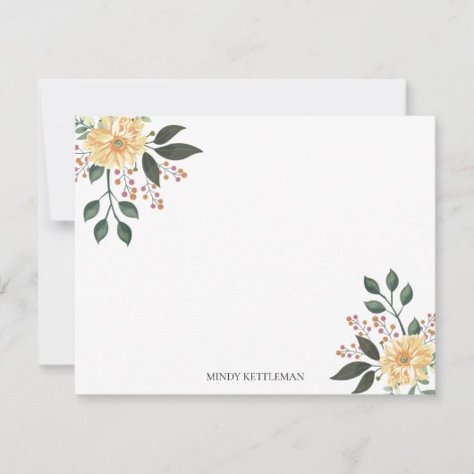 Waterverf Floral Personalize and Monogram Notitiekaartje (Voorkant)