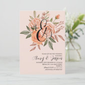 Waterverf Floral  Perzische Rozen bruiloft Kaart (Staand voorkant)