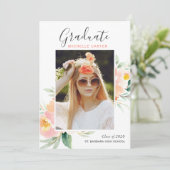 Waterverf Floral Photo Afstuderen Aankondiging (Staand voorkant)