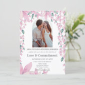 Waterverf Floral Photo Commitment Ceremony Kaart (Staand voorkant)