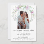 Waterverf Floral & Photo Commitment Ceremony Kaart (Voorkant)