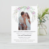 Waterverf Floral & Photo Commitment Ceremony Kaart (Staand voorkant)