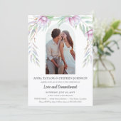 Waterverf Floral & Photo Commitment Ceremony Kaart (Staand voorkant)