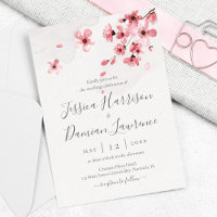 Waterverf Floral Pink Cherry Blossom Wedding
