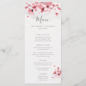 Waterverf Floral Pink Cherry Blossom Wedding Menu (Voorkant)