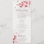 Waterverf Floral Pink Cherry Blossom Wedding Programma (Achterkant)