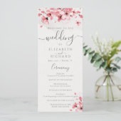 Waterverf Floral Pink Cherry Blossom Wedding Programma (Staand voorkant)