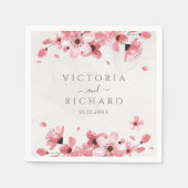 Waterverf Floral Pink Cherry Blossom Wedding Servet (Voorkant)