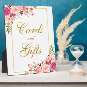 Waterverf Floral Pink Gold Wedding Cards Gifts Fotoplaat
