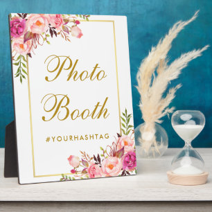 Waterverf Floral Pink Gold Wedding Foto Booth Fotoplaat