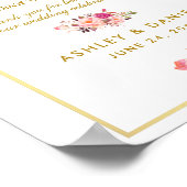 Waterverf Floral Pink Gold Wedding Poster (Hoek)