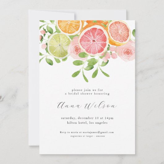 Waterverf Floral Pink Green Vrijgezellenfeest Kaart (Voorkant)