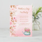 Waterverf Floral Pink Moederdag Tea Party Kaart (Staand voorkant)