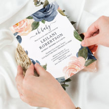 Waterverf Floral Pink Navy Oh Baby shower