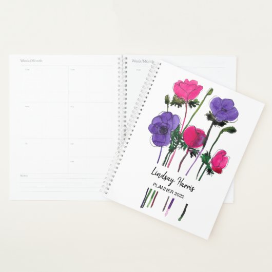 Waterverf Floral Pink Paars Planner (Display)