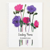 Waterverf Floral Pink Paars Planner (Voorkant)