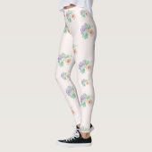 Waterverf Floral Pink Paarse Leggings (Links)