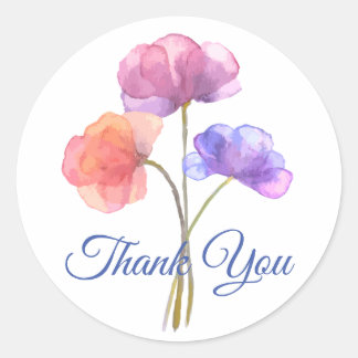 Waterverf Floral Pink Ronde Sticker