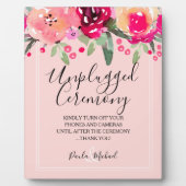 Waterverf Floral Pink Unplugged Ceremony Plaque Fotoplaat (Voorkant)