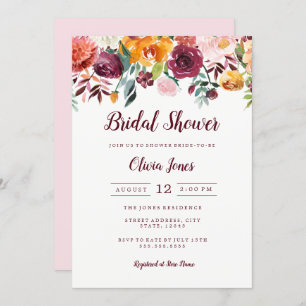 Waterverf Floral Pink Vrijgezellenfeest Kaart