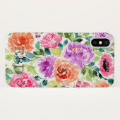 Waterverf Floral Print iPhone X Hoesje (Achterkant (horizontaal))