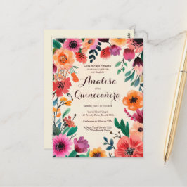 Waterverf Floral Quinceañera CUSTOM Briefkaart