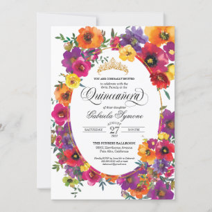 Waterverf Floral Quinceañera van Bright Fiesta Kaart