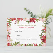 Waterverf Floral Red Poinsettia Cadeaucertificaat (Staand voorkant)
