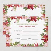 Waterverf Floral Red Poinsettia Cadeaucertificaat (Voorkant / Achterkant)