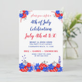 Waterverf Floral Red White Blue Modern Kaart (Staand voorkant)