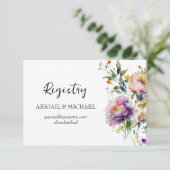 Waterverf Floral Registry Kaart met QR-code (Staand voorkant)