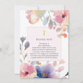 Waterverf Floral Religious Funeral Dank u kaart (Voorkant)