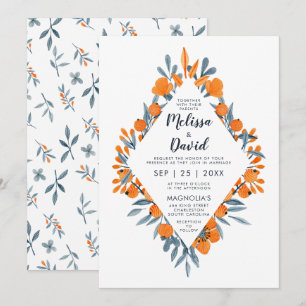 Waterverf Floral Romantic Rustic Wedding Kaart