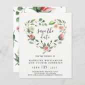 Waterverf Floral Roos Hart Opslaan Datum (Voorkant / Achterkant)