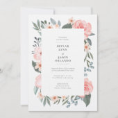 Waterverf Floral Roos & Sage Greenery Wedding Kaart (Voorkant)
