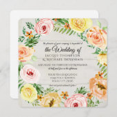 Waterverf Floral Roos Wreator Rozen Rustic Wood Kaart (Voorkant / Achterkant)