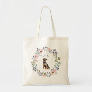  Waterverf Floral   Rottweiler Dog Tote Bag