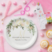 Waterverf Floral roze beige ivoor weesbruiloft Papieren Bordje (Feest)